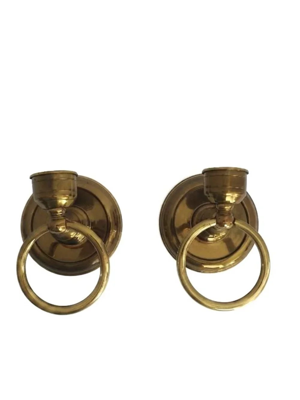 Vintage Brass Ring Wall Sconces - Pair